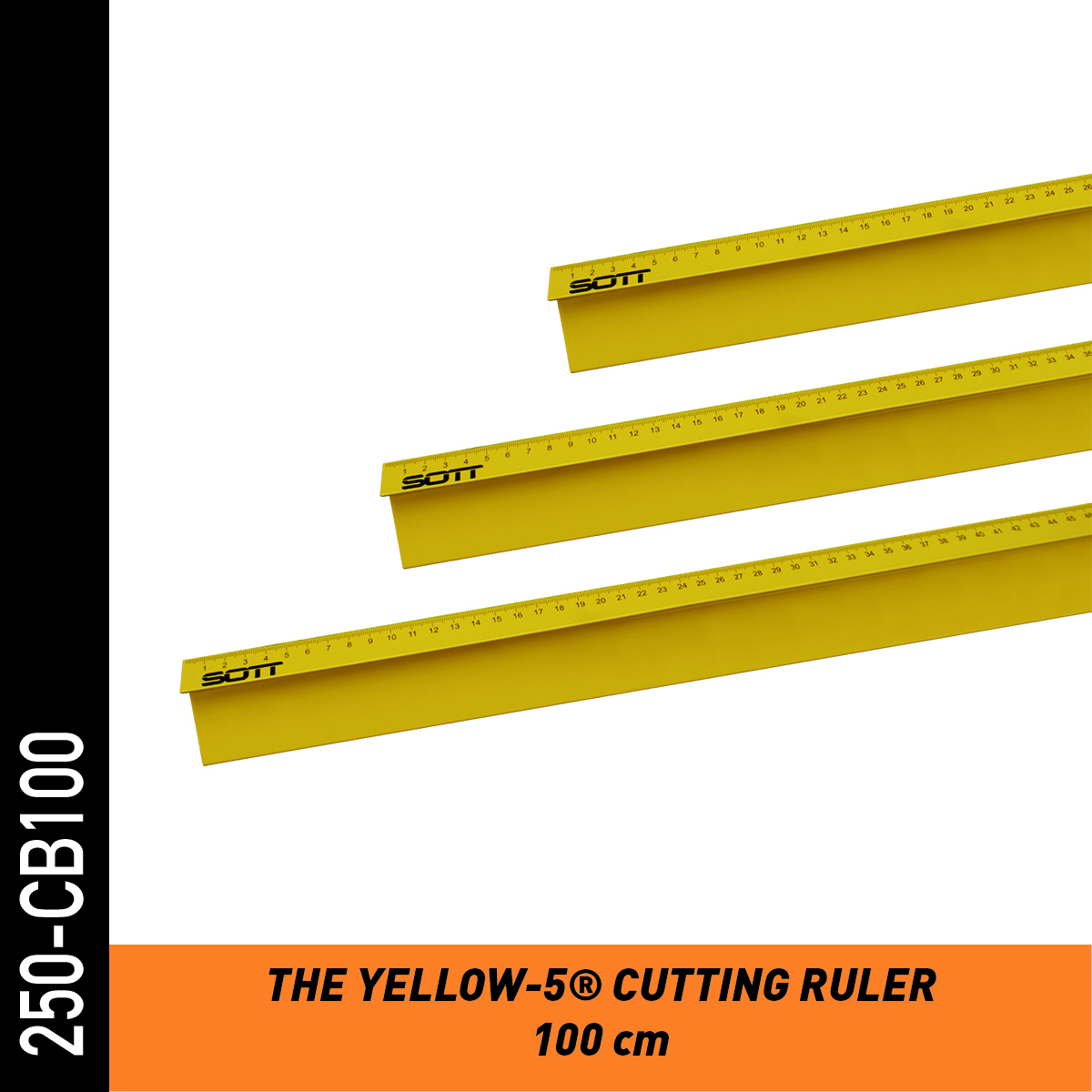 SOTT Yellow-5 Anti-Rutsch Schneidelineal - 100cm